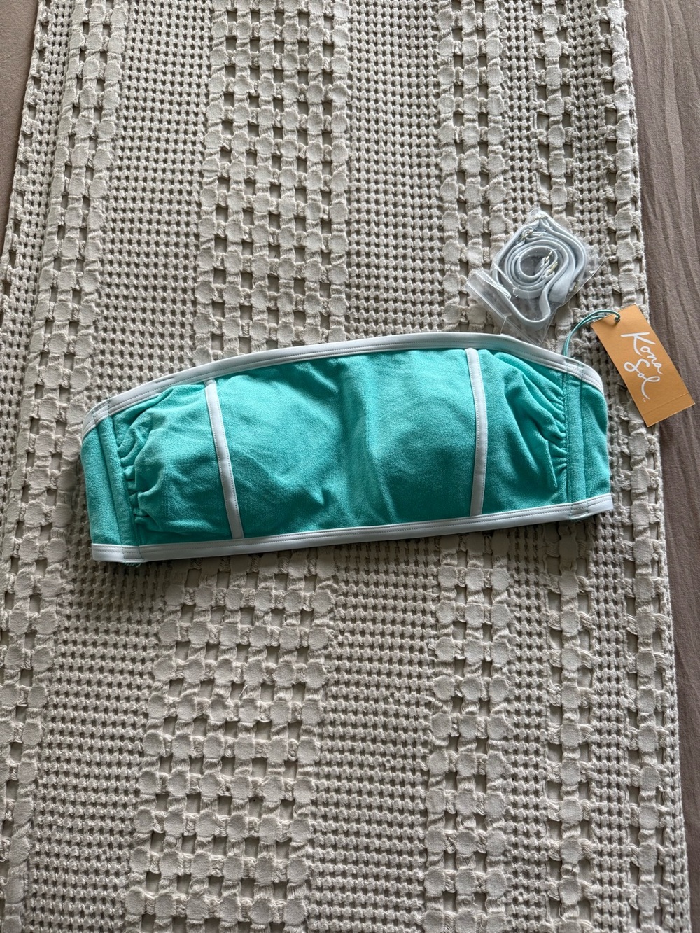 NEW Kona Sol Aqua Terry Bandeau Bikini Top Sizeā M